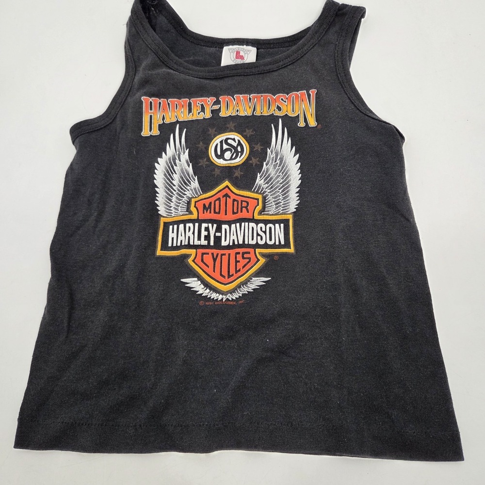 VTG 91 Harley Davidson Tank Top Holoubek Single Stitch Black Faded distress 6/8